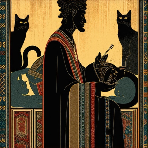 Muslim scholar analyzing dreams about cats with Islamic symbols