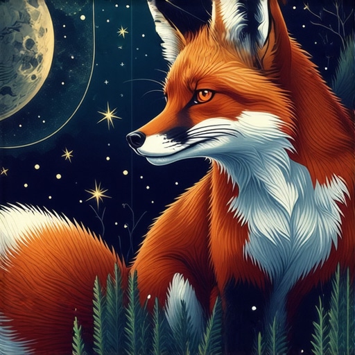 Artistic depiction of a fox representing wisdom and deception in a dream scene