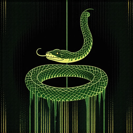 Simbolika zmije u islamskom tumačenju snova Ilustracija zmije u islamskom tumačenju snova, sa fokusom na upozorenja i duhovne poruke