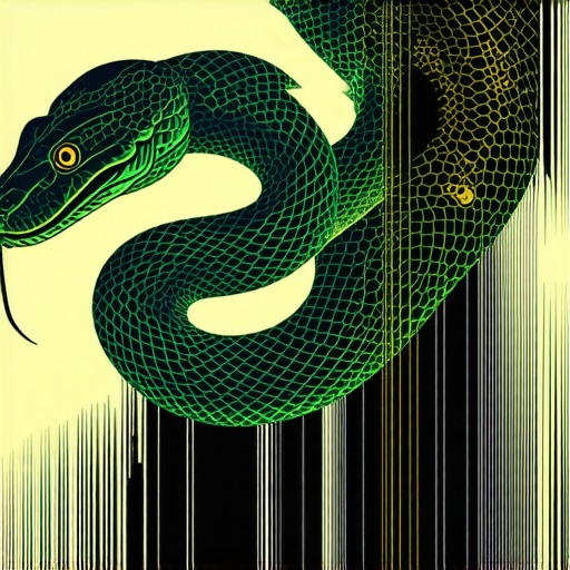 A symbolic illustration of a snake representing transformation and protection in Islamic dream interpretation.