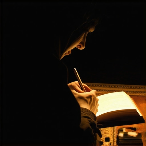 Osoba piše u dnevniku snova, simbolizirajući redovnu introspekciju i duhovno održavanje za dugoročno razumijevanje poruka iz snova.