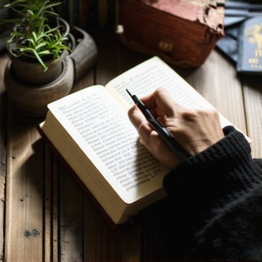 Dnevnik Snova: Putokaz za Duhovni Rast Ilustracija osobe koja piše u dnevniku snova, s elementima islamske simbolike snova poput mjeseca i zvijezda u pozadini, naglašavajući važnost bilježenja i analize snova za lični razvoj.