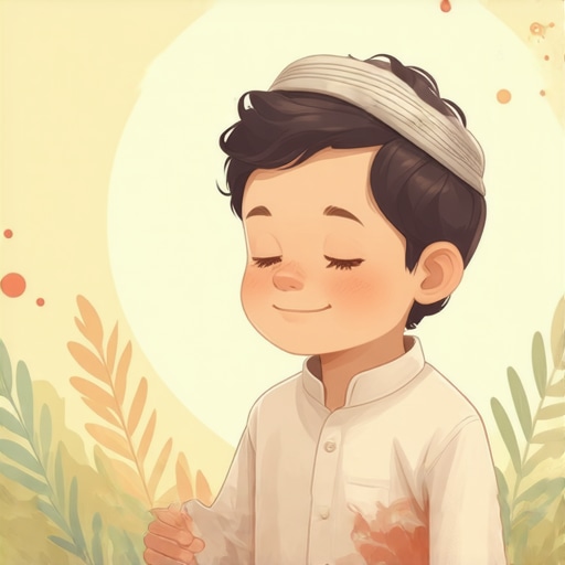 Islamic dream about a young boy as a symbol of spiritual growth A peaceful Islamic scene depicting a young boy symbolizing spiritual growth in a dream.