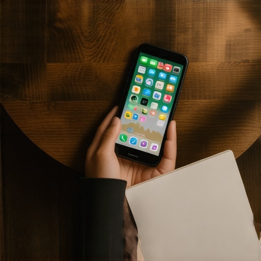 Person using smartphone with Islamic apps and writing in a notebook for spiritual growth