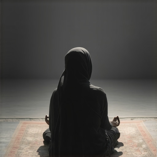 Slika koja prikazuje osobu u mirnom položaju, okruženu suptilnim svjetlom, simbolizirajući snagu dove i introspekcije u traženju smjernica od Allaha.