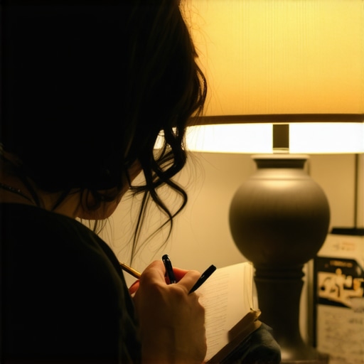 Ilustracija osobe koja piše u dnevniku snova, s elementima poput slomljenog odvijača ili probušene gume bicikla, simbola koje treba tumačiti